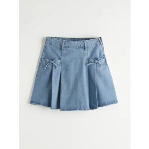 LCW Kids İndigo Pili Detaylı Kız Çocuk Jean Etek