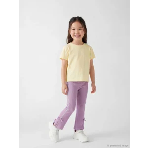 LCW Kids Lila Paçası Fiyonklu Yan Şeritli Kız Çocuk Fitilli Tayt