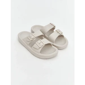 LCW STEPS Bej Çift Bantlı Kız Çocuk Terlik