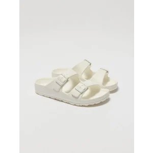 LCW STEPS Beyaz Toka Detaylı Çift Bantlı Kız Çocuk Terlik