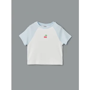 LCW Kids Mavi Bisiklet Yaka Kız Çocuk Tişört