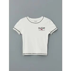 LCW Kids Ekru Bisiklet Yaka Kız Çocuk Tişört