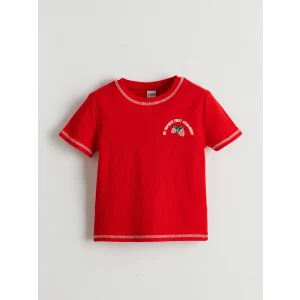 LCW Kids Kırmızı Bisiklet Yaka Kız Çocuk Tişört