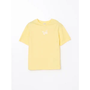 LCW Kids Sarı Bisiklet Yaka Kız Çocuk Tişört