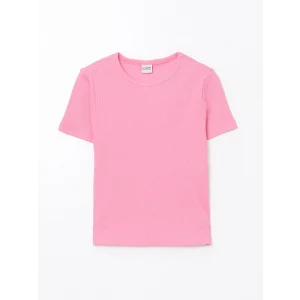 LCW Kids Pembe Bisiklet Yaka Kız Çocuk Tişört