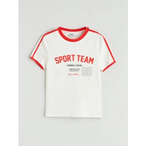 LCW Kids Ekru Bisiklet Yaka Kız Çocuk Tişört