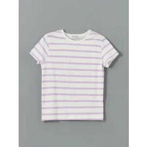 LCW Kids Lila Bisiklet Yaka Kız Çocuk Tişört