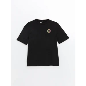 LCW Kids Siyah Bisiklet Yaka Kız Çocuk Tişört