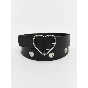 LCW ACCESSORIES Siyah Kalp Tokalı Deri Görünümlü Kız Çocuk Kemer