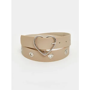 LCW ACCESSORIES Ekru Kalp Tokalı Deri Görünümlü Kız Çocuk Kemer