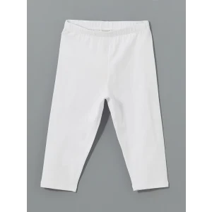 LCW Kids Beyaz Beli Lastikli 3/4 Boy Kız Çocuk Tayt
