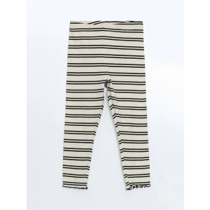 LCW Kids Siyah Beli Lastikli Çizgili Kız Çocuk Tayt