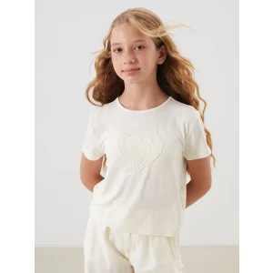 LCW Kids Sarı Bisiklet Yaka Kız Çocuk Tişört