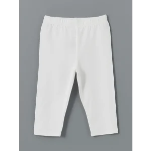 LCW Kids Beyaz Beli Lastikli Basic Kız Çocuk Tayt