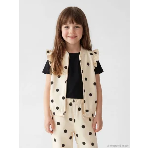 LCW Kids Ekru Kolej Yaka Puantiyeli Kız Çocuk Yelek