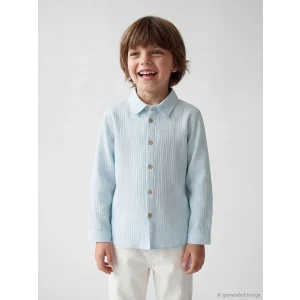 LCW Kids Mavi Dokulu Erkek Çocuk Gömlek