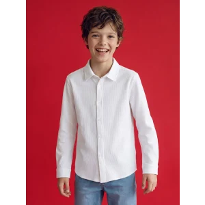 LCW Kids Beyaz Erkek Çocuk Armürlü Gömlek