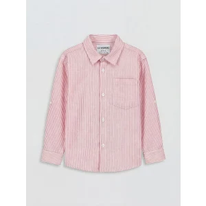 LCW Kids Turuncu Çizgili Keten Karışımlı Erkek Çocuk Gömlek