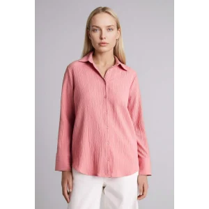 Defacto H0467AXBR489 Bordo Regular Fıt Gömlek Yaka Gofre Dokulu Uzun Kollu Gömlek