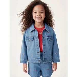 LCW Kids İndigo  Nakışlı Kız Çocuk Jean Ceket