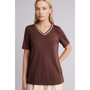Defacto F2770AXBN320 Kahve Regular Fıt V Yaka Kısa Kollu Tişört