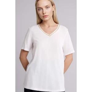 Defacto F2770AXER105 Ekru Regular Fıt V Yaka Kısa Kollu Tişört