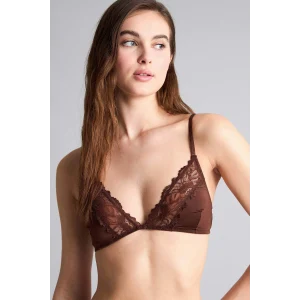 Defacto F9387AXBN341 Kahve Dantel Detaylı Saten Kapsız Pedsiz Balensiz Bralet