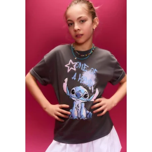 Defacto H0724A8AR58 Antrasit Dısney Lılo & Stıtch Tişört Kız Çocuk