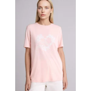 Defacto H1435AXPN681 Pembe Regular Fıt Bisiklet Yaka Çiçekli Kısa Kollu Tişört