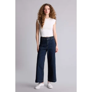 Defacto F5537AXNM34 Mavi Culotte Yüksek Bel Jean Pantolon