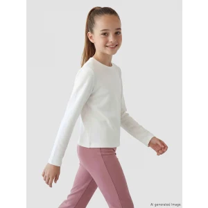 LCW Kids Ekru Bisiklet Yaka Kız Çocuk Basic Tişört