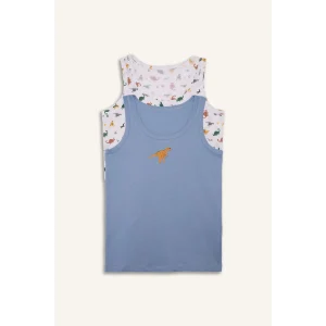 Defacto H0701A8WT34 Beyaz Hayvan Desenli 2li Atlet Erkek Çocuk