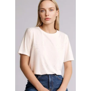 Defacto H1457AXER105 Ekru Regular Fıt Bisiklet Yaka Kısa Kollu Tişört