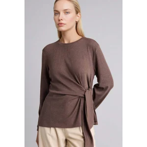 Defacto G2798AXBN571 Kahve Bağlamalı Uzun Kollu Tişört