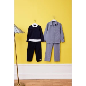 Defacto D9334A5NV31 Lacivert Gömlek Yaka Tişört Erkek Bebek