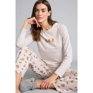 Defacto G7964AXBG588 Bej Ayıcıklı Pijama Takımı