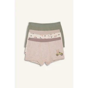Defacto G8559A8GN425 Yeşil Ayı Baskılı Penye 3lü Boxer Erkek Çocuk