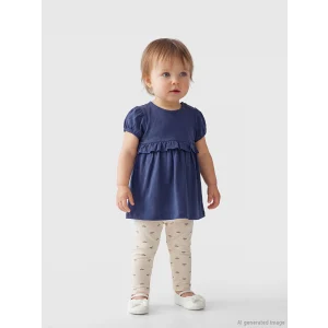 LCW baby Mor Kız Bebek Tişört ve Desenli Tayt