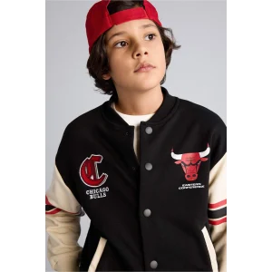 Defacto G7617A8BK81 Siyah NBA Chıcago Bulls Bomber Hırka Erkek Çocuk