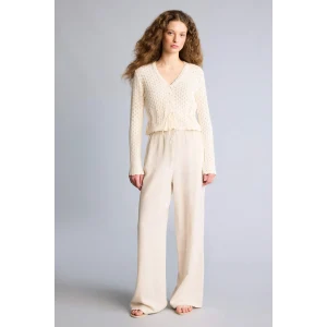 Defacto F5024AXBG155 Bej Wıde Leg Cepli Yüksek Bel Keten Karışımlı Pantolon