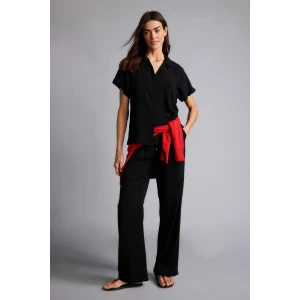 Defacto J8738AZBK27 Siyah Florida Florıda Cepli Yüksek Bel Geniş Paça Belmando Pantolon