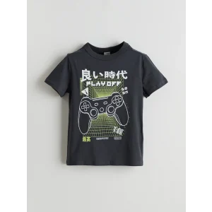 LCW Kids Antrasit Bisiklet Yaka Erkek Çocuk Tişört