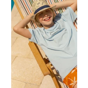 LCW Kids Mavi Bisiklet Yaka Erkek Çocuk Tişört