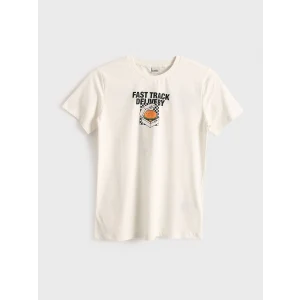 LCW Kids Ekru Bisiklet Yaka Erkek Çocuk Tişört