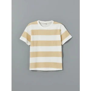 LCW Kids Bej Bisiklet Yaka Erkek Çocuk Tişört