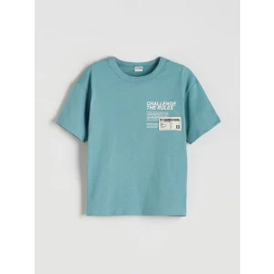 LCW Kids Yeşil Bisiklet Yaka Yazı Baskılı Erkek Çocuk Tişört