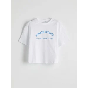 LCW Kids Beyaz Bisiklet Yaka Kız Çocuk Tişört