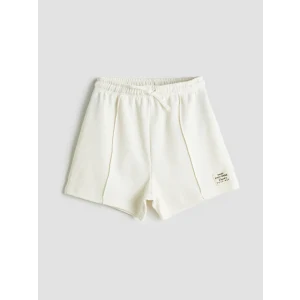LCW Kids Ekru Beli Lastikli Kız Çocuk Şort