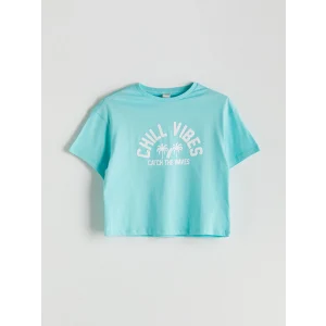 LCW Kids Turkuaz Bisiklet Yaka Kız Çocuk Tişört