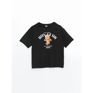 LCW Kids Siyah Bisiklet Yaka Kız Çocuk Tişört